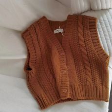 批发中小童<b class='q'>针织</b>马甲春秋复古文艺男女童V领麻花马甲<b class='q'>针织</b><b class='q'>开衫</b>背心外套