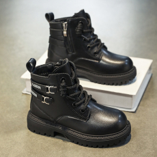 批发<b class='q'>冬</b>季新款加绒马丁靴英文扣男女童中大童27-38，货号