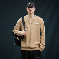 批发实拍2024秋冬季新款博奥绒圆领卫衣男打底衫T恤潮牌简约刺绣上衣