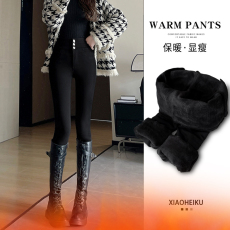 批发实拍<b class='q'>大码</b>女装小黑裤秋冬百搭紧身弹力铅笔高腰三排扣加绒小脚裤