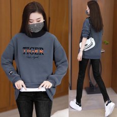 批发<b class='q'>婴儿</b>绒加绒加厚<b class='q'>卫衣</b>女2025秋冬新款宽松半高领拼色休闲大码上衣