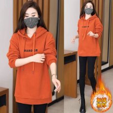 批发婴儿绒2025新款加绒加厚连帽显瘦<b class='q'>卫衣</b>秋冬季百搭时尚<b class='q'>宽松</b>外套上衣