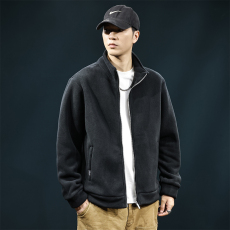 批发实拍立领奥粒绒外套开衫卫衣加厚羊羔绒保暖秋冬款夹克上衣