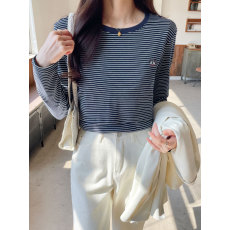 批发实拍 哺乳条纹早<b class='q'>春</b>纯棉亲肤T恤孕妇喂奶上衣月子