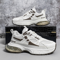 批发秋季新款日常户外运动跑步低帮系带男鞋厚底增高网面透气老爹鞋