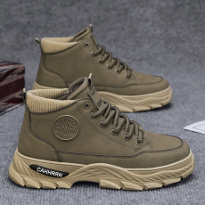 批发<b class='q'>英伦</b>风时尚复古马丁靴2024秋季新款皮革的拼接户外运动高帮系带男