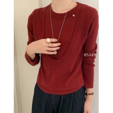 批发安可拉红色假两件针织打底<b class='q'>浙江</b>普院毛衣<b class='q'>桐乡</b>高端嘉兴濮院羊毛衫女