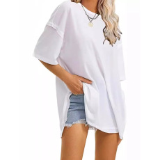 批发<b class='q'>大码</b>宽松纯色T恤玫粉色白色黑色西瓜红米白色东南亚气质优雅中东