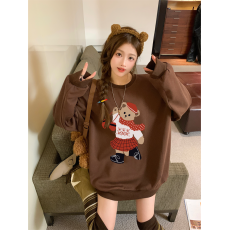 批发2024秋冬款<b class='q'>婴儿</b>绒加厚加绒oversize卡通图案潮流<b class='q'>卫衣</b>长袖