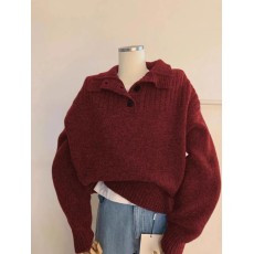 批发日韩外贸尾货<b class='q'>品牌</b>剪标~浣熊绒翻领毛衣女针织内搭打底衫加厚外穿