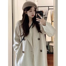批发毛呢外套<b class='q'>女</b>小个子2026新款秋冬季高级感韩系赫本风冬装厚呢子大衣