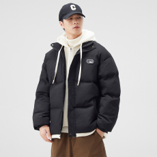 批发实拍潮牌假两件棉服男冬季新款宽松加厚保暖情侣连帽羽绒棉袄外套