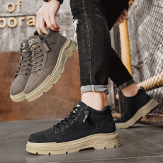 批发皮革拼接秋季新款增高马丁鞋<b class='q'>复古</b>时尚户外运动旅游皮面短靴男鞋