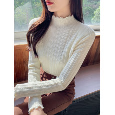 批发实拍 4色可选！加厚哺乳毛衣百搭显瘦孕妇木耳领喂奶打底上衣