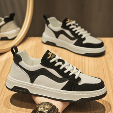批发皮面拼色平底低帮运动板鞋秋<b class='q'>冬</b>季新款男士休闲百搭高品质冷粘男鞋