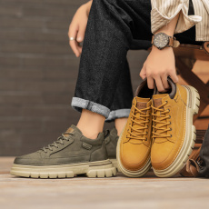 批发秋<b class='q'>冬</b>季新款超纤皮面圆头厚底马丁鞋日常休闲百搭工作高品质男鞋