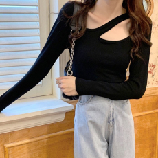 批发韩国外贸韩版长袖<b class='q'>T</b><b class='q'>恤</b>女春秋新款美式小众打底衫辣妹性感百搭上衣