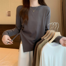 批发外贸韩版不规则长袖<b class='q'>T</b><b class='q'>恤</b>女新款韩版设计感小众上衣少女修身打底衫