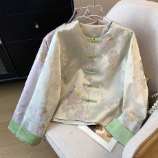 批发实拍新中式秋季新款汉服长袖盘扣提花织锦织金重工刺绣长袖女外套
