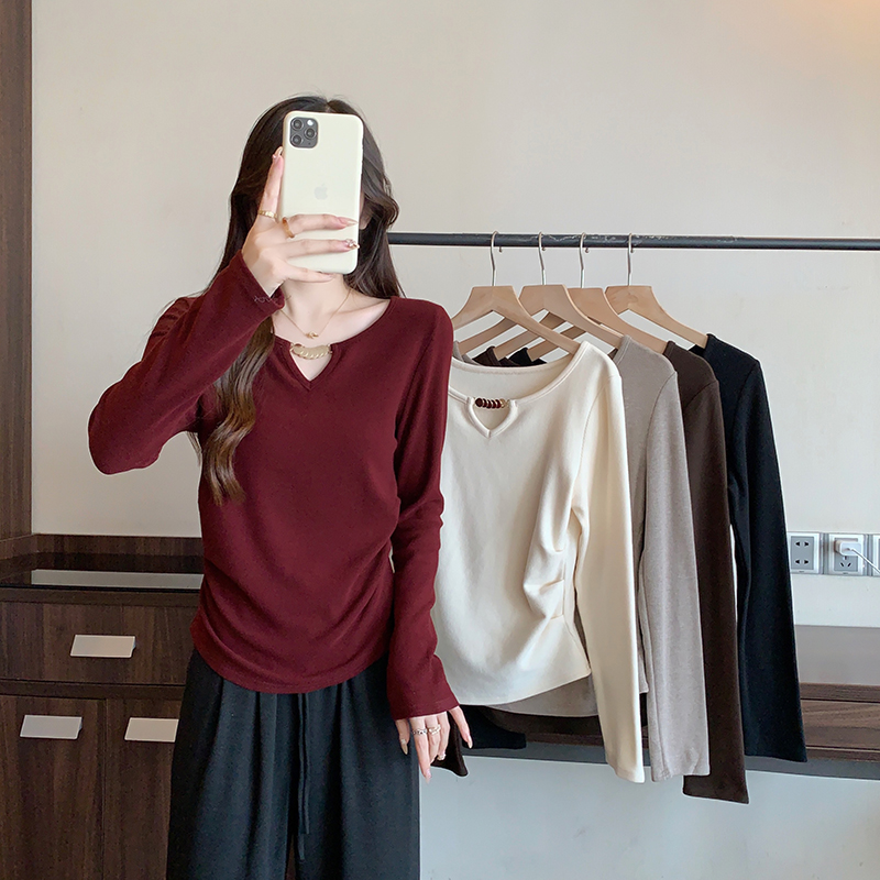 MY12263# 新款胖mm大码女优雅百搭减龄T恤上衣内穿打底女裝貨源服裝...