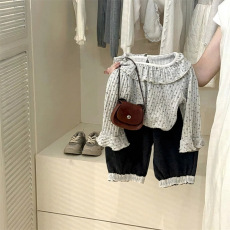 批发2024宽松<b class='q'>碎花</b>灯笼裤套装两件套版T恤春秋韩柔软长袖宝宝女童打底