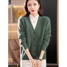 批发羊毛衫女针织开衫外套毛衣春秋鸡心V领上衣2026新款外搭洋气<b class='q'>妈妈</b>