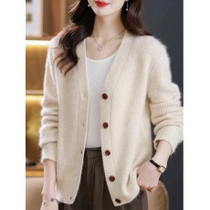 批发羊毛衫女针织开衫<b class='q'>外套</b>毛衣春秋鸡心V领上衣2025新款外搭洋气<b class='q'>妈妈</b>