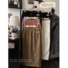 批发实拍实价<b class='q'>秋</b>冬加绒加厚保暖半身裙开叉中长款显瘦松紧腰A字裙