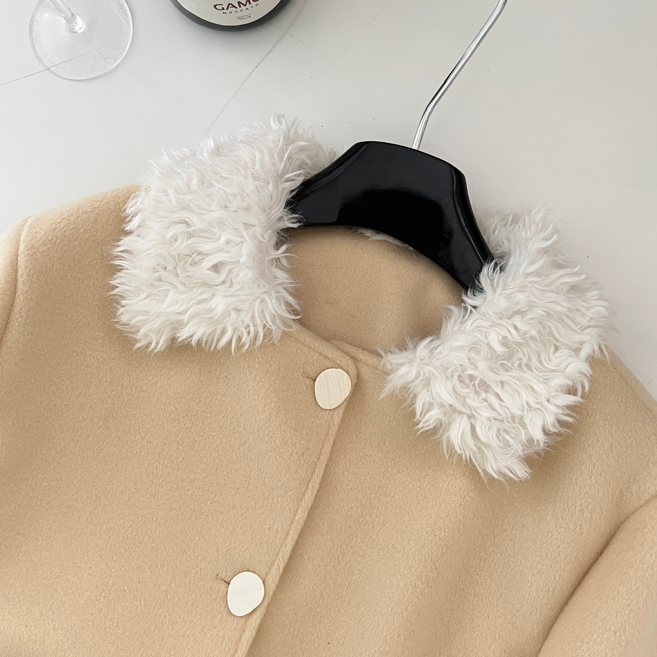 TIDE STUDIOS Sød vindgul plys uldfrakke til kvinder i efterår og vinter, unikt design, varm cardigan_voghion.com