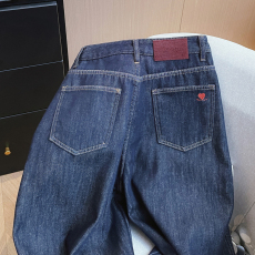 批发实拍简韩爱心刺绣复合<b class='q'>婴儿</b>绒加厚高腰直筒宽松牛仔九分<b class='q'>裤子</b>奶奶裤