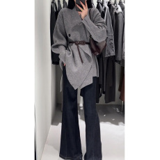 批发实价有货美式复古黑色高腰喇叭<b class='q'>牛仔裤</b>女春款宽松垂感直筒马蹄裤