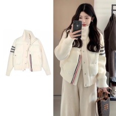 批发韩系学院风设计感拼接针织棉服<b class='q'>男</b>女秋冬独特别致立领轻薄棉衣<b class='q'>外套</b>