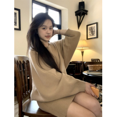 批发实拍~秋<b class='q'>冬</b> 新款气质显瘦针织裙女洋气时尚休闲减龄高腰毛衣连衣裙