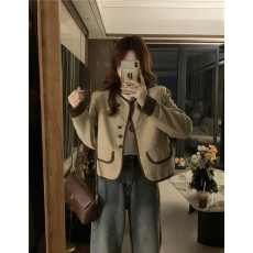 批发实拍   夹棉加厚高级感气质短款小香风长袖外套上衣