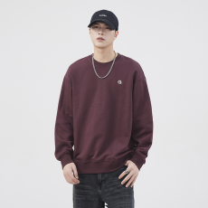 批发实拍秋冬美式重磅卫衣男宽松大码男士简约刺绣百搭套头上衣