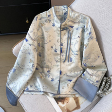 批发实拍新中式秋款缎面立领汉服盘扣提花织锦织金重工刺绣上衣女外套