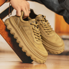 批发秋<b class='q'>冬</b>新款超纤皮面厚底增高低帮运动鞋时尚复古高品质冷粘休闲男鞋