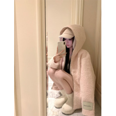 批发实价实拍 软糯粉色连帽毛毛外套小个子<b class='q'>甜美</b>减龄开衫上衣