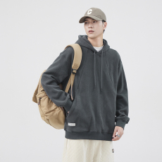 批发实拍加绒加厚连帽卫衣男秋冬季新款潮牌时尚宽松套头上衣帽衫