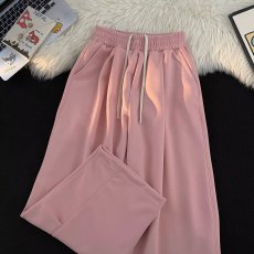 批发潮夏季青少年常规直筒宽松腰休闲裤粉色工装裤男女裤子设计感小众