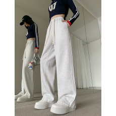 批发实拍华棉复合包边立体腰卫裤韩版宽松<b class='q'>大码</b>休闲运动裤美式直筒长裤