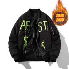 批发原版做法潮牌外套刺绣棒球棉服男情侣秋冬季加厚飞行员夹克棉衣