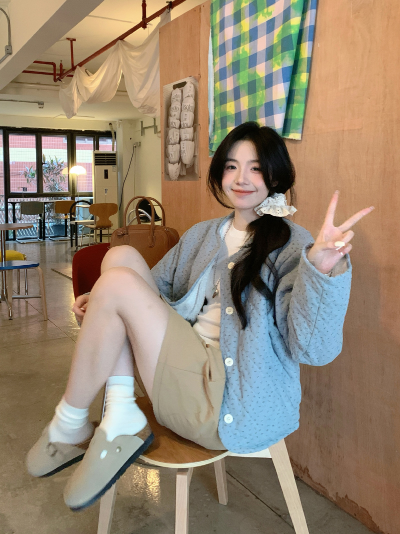 실사 정가 폭발 디자인 센스 꽃무늬 양털 둘 카운터 둘 착용 면 옷 재킷