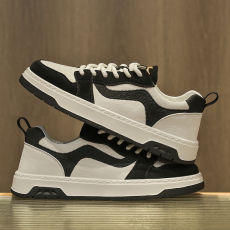 批发皮面拼色平底低帮运动板鞋秋<b class='q'>冬</b>季新款男士休闲百搭高品质冷粘男鞋