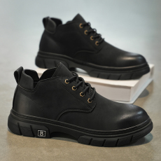 批发秋季新款男士休闲皮鞋超纤皮面圆头<b class='q'>英伦</b>风日常工作百搭冷粘男鞋