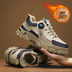 批发<b class='q'>冬</b>季新款加绒加厚男士休闲鞋皮革拼接厚底增高户外运动保暖男鞋