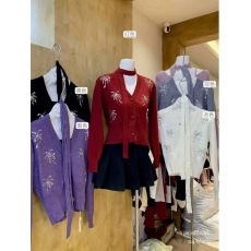 批发小香风飘带针织外套女秋冬<b class='q'>浙江</b>普院毛衣<b class='q'>桐乡</b>高端嘉兴濮院羊绒开衫