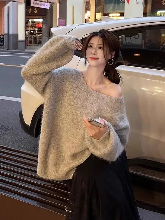 나비 리본 라운드넥 루즈핏 니트 상세 이미지 1