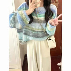 批发秋慵懒风超幼马海毛莫奈油画<b class='q'>婴儿</b>肌奶套头<b class='q'>毛衣</b>女