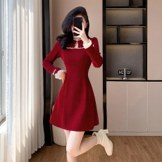批发十三行品质  改良新中式旗袍少女<b class='q'>小礼服</b>灯芯绒盘扣珍珠连衣裙